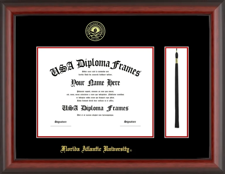 FAU Diploma Frame w/Tassel – Cherry Matte – Black/Red Mat
