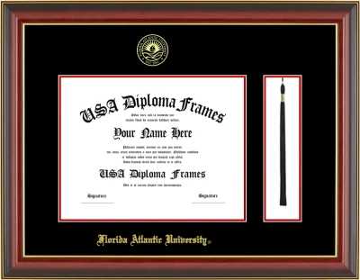 FAU Diploma Frame w/Tassel – Cherry Gold Trim – Black Mat
