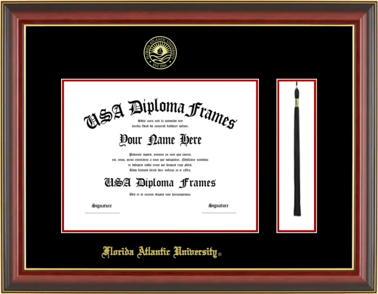 FAU Diploma Frame w/Tassel – Cherry Gold Trim – Black Mat