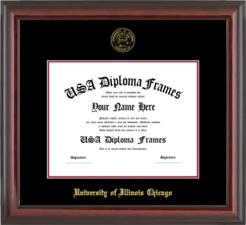 UIC Diploma Frame – Cherry Glossy – Black/Crimson Mat