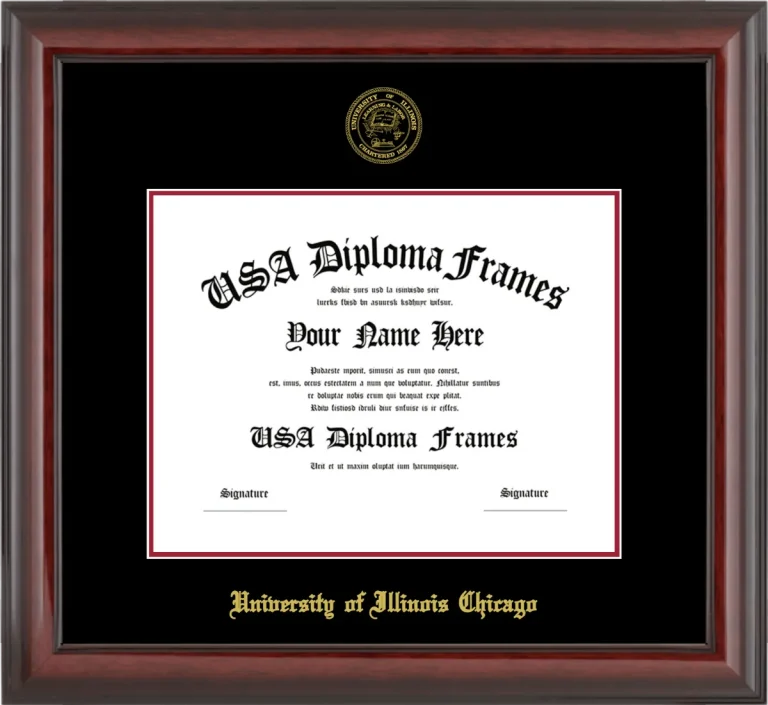 UIC Diploma Frame – Cherry Glossy – Black/Crimson Mat