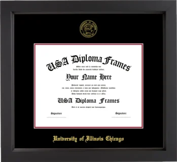 UIC Diploma Frame – Black Matte – Black/Crimson Mat