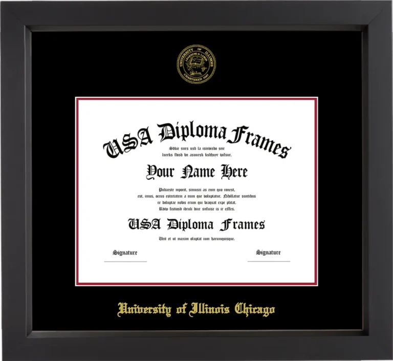 UIC Diploma Frame – Black Matte – Black/Crimson Mat
