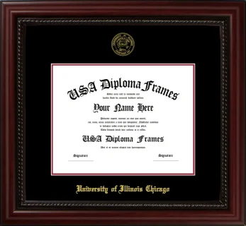 UIC Diploma Frame – Cherry Rope – Black/Crimson Mat