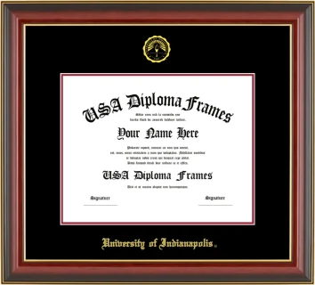 UIndy Diploma Frame – Cherry Gold Trim – Black/Crimson Mat