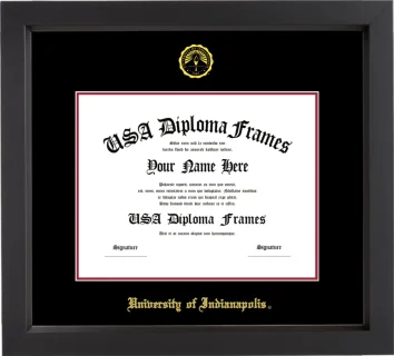 UIndy Diploma Frame – Black Matte – Black/Crimson Mat