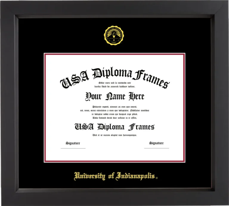 UIndy Diploma Frame – Black Matte – Black/Crimson Mat