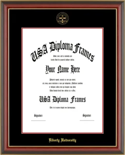 Liberty Masters Frame – Cherry Gold Trim – Black/Red Mat