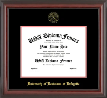 ULL Diploma Frame – Cherry Glossy – Black/Red Mat
