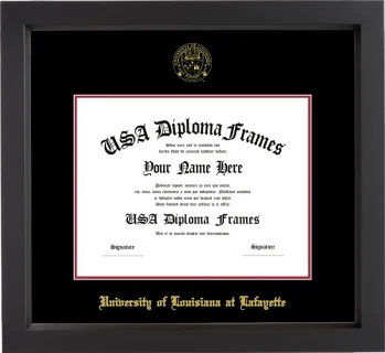 ULL Diploma Frame – Black Matte – Black/Crimson Mat