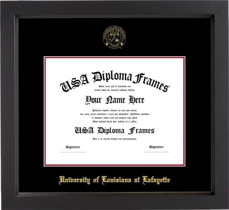 ULL Diploma Frame – Black Matte – Black/Crimson Mat