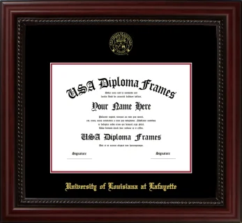 ULL Diploma Frame – Cherry Rope – Black/Crimson Mat