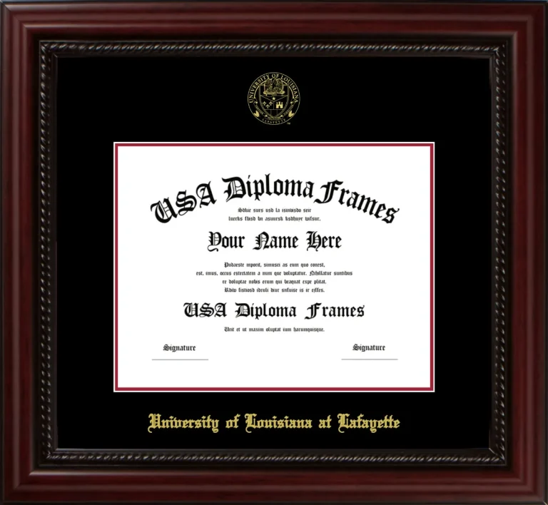 ULL Diploma Frame – Cherry Rope – Black/Crimson Mat