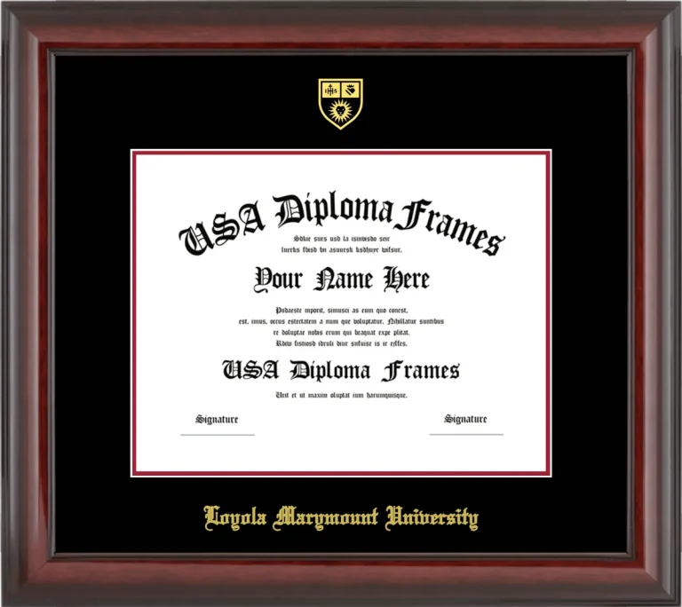 LMU Diploma Frame – Cherry Glossy – Black/Crimson Mat