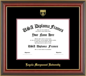 LMU Diploma Frame – Cherry Gold Trim – Black/Crimson Mat