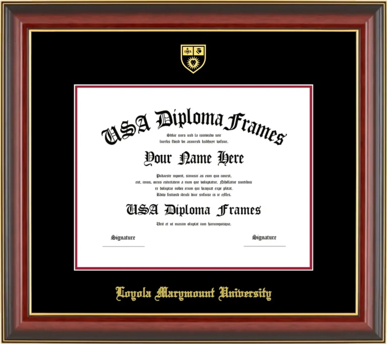 LMU Diploma Frame – Cherry Gold Trim – Black/Crimson Mat