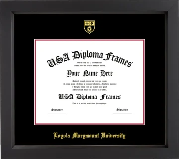LMU Diploma Frame – Black Matte – Black/Crimson Mat