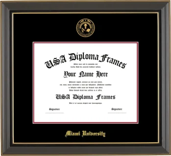 MUO Diploma Frame – Black Gold Trim – Black/Crimson Mat