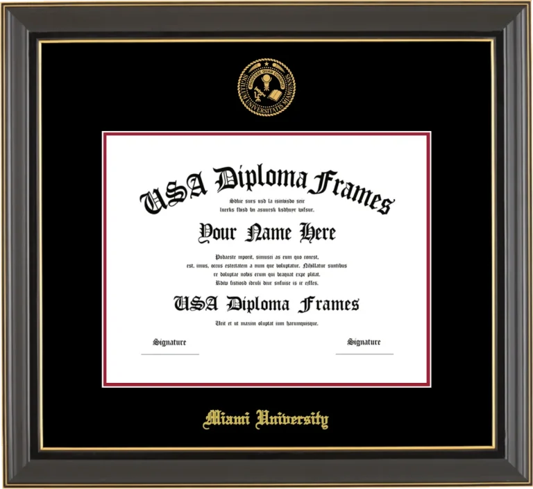 MUO Diploma Frame – Black Gold Trim – Black/Crimson Mat
