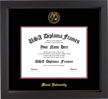 MUO Diploma Frame – Black Matte – Black/Crimson Mat
