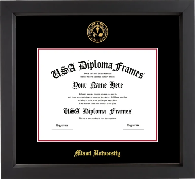 MUO Diploma Frame – Black Matte – Black/Crimson Mat
