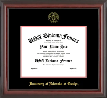 UNOMAHA Diploma Frame – Cherry Glossy – Black/Red Mat