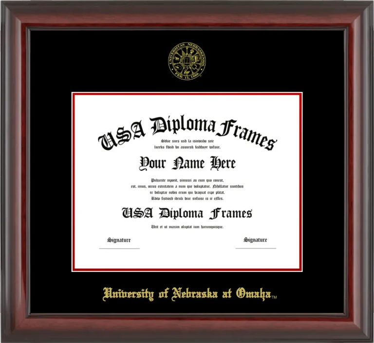 UNOMAHA Diploma Frame – Cherry Glossy – Black/Red Mat