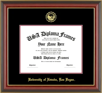 UNLV Diploma Frame – Cherry Gold Trim – Black/Crimson Mat