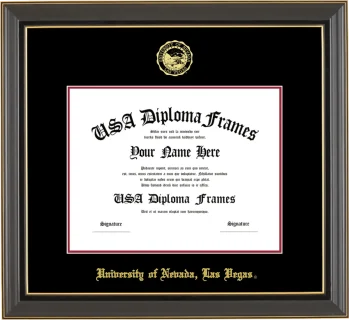 UNLV Diploma Frame – Black Gold Trim – Black/Crimson Mat