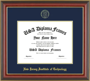 NJIT Bachelors Frame – Cherry Gold Trim – Navy/Gold Mat