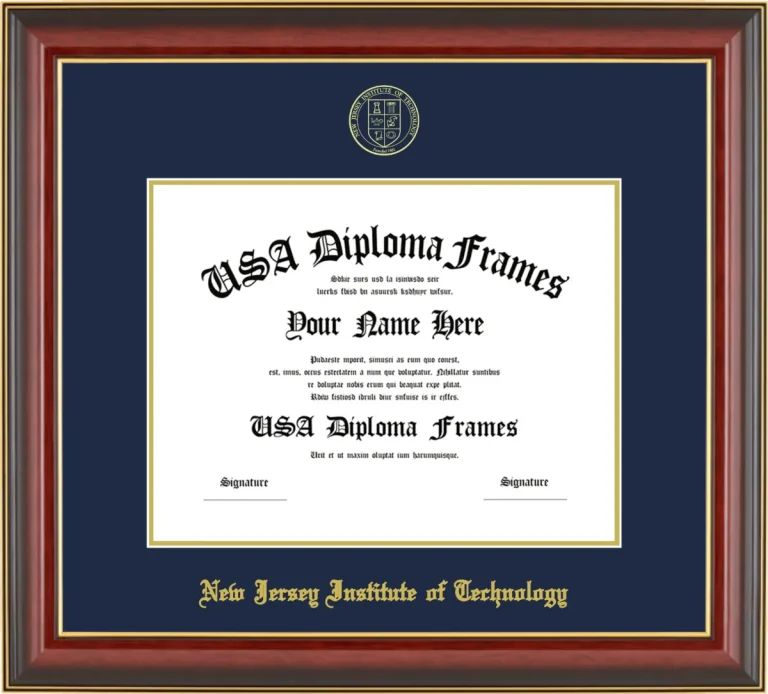 NJIT Bachelors Frame – Cherry Gold Trim – Navy/Gold Mat