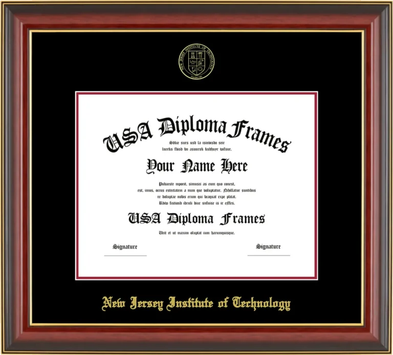 NJIT Bachelors Frame – Cherry Gold Trim – Black/Crimson Mat