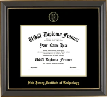 NJIT Bachelors Frame – Black Gold Trim – Black/Gold Mat