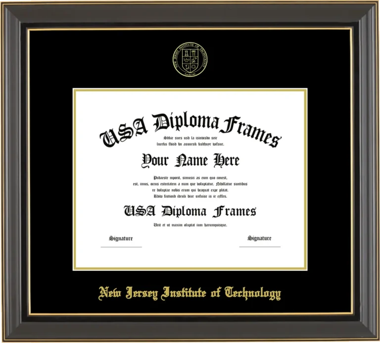 NJIT Bachelors Frame – Black Gold Trim – Black/Gold Mat