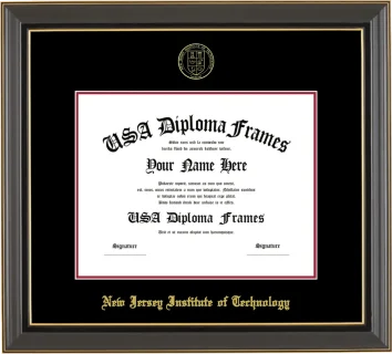 NJIT Bachelors Frame – Black Gold Trim – Black/Crimson Mat