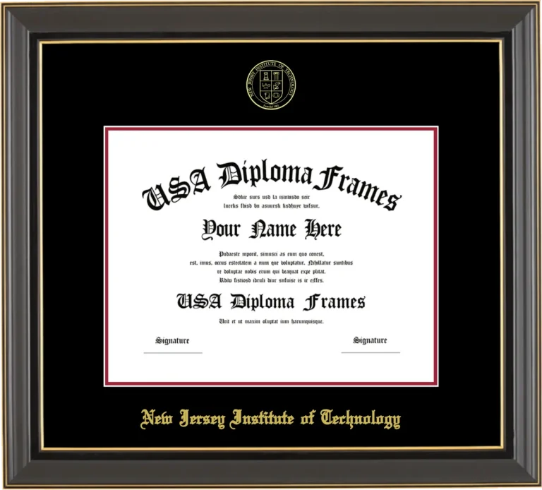 NJIT Bachelors Frame – Black Gold Trim – Black/Crimson Mat
