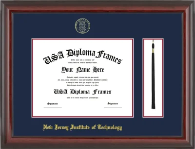 NJIT Bachelors Frame w/Tassel – Cherry Glossy – Navy Mat