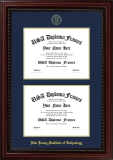 NJIT Double Bachelors Frame – Cherry Rope – Navy/Gold Mat