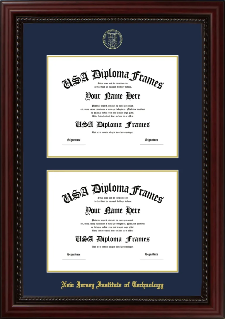 NJIT Double Bachelors Frame – Cherry Rope – Navy/Gold Mat