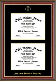 NJIT Double Bachelors Frame – Cherry Gold Trim – Black Mat