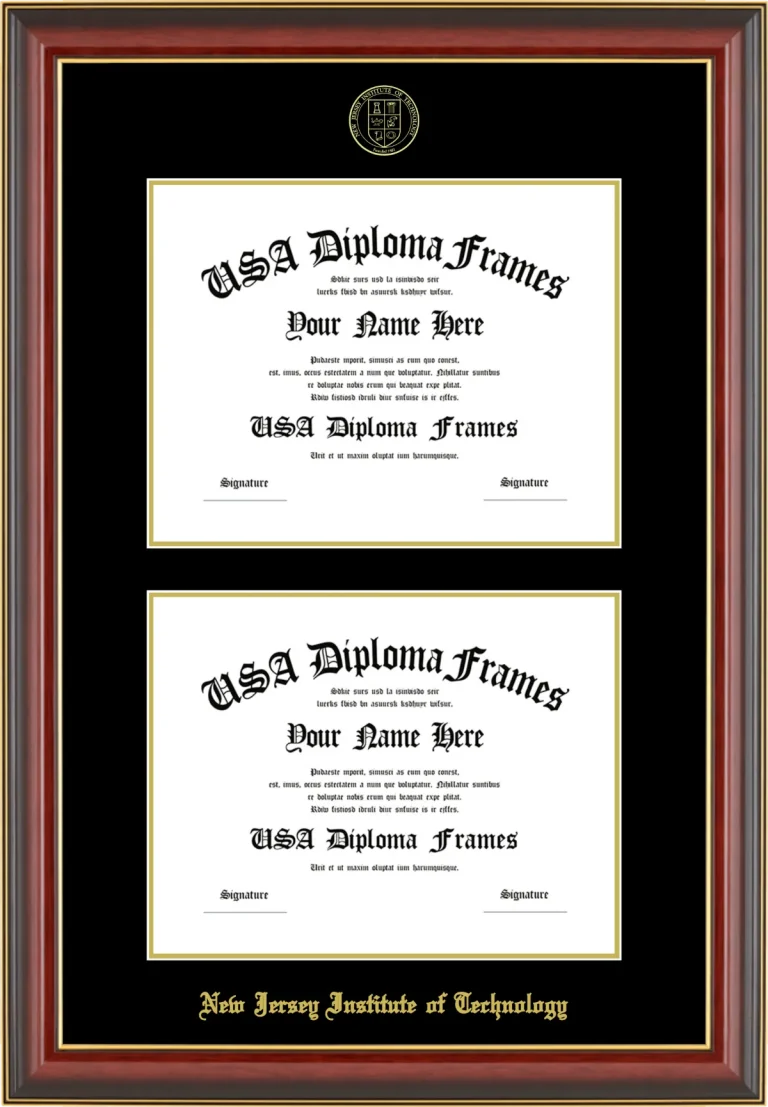 NJIT Double Bachelors Frame – Cherry Gold Trim – Black Mat