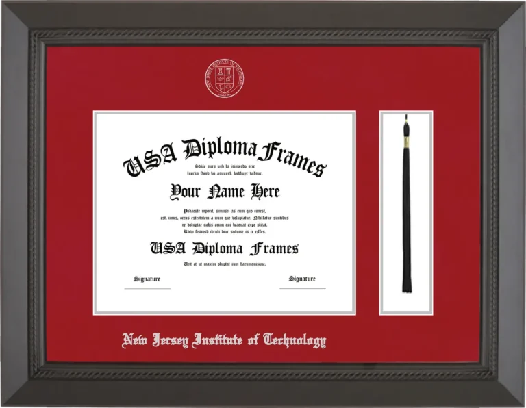 NJIT Bachelors Frame w/Tassel – Black Rope – Crimson Mat