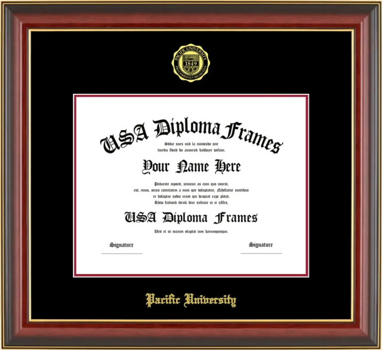 PUO Diploma Frame – Cherry Gold Trim – Black/Crimson Mat
