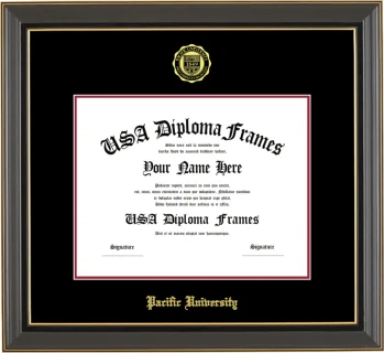PUO Diploma Frame – Black Gold Trim – Black/Crimson Mat