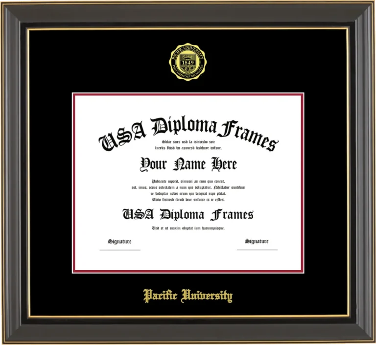PUO Diploma Frame – Black Gold Trim – Black/Crimson Mat