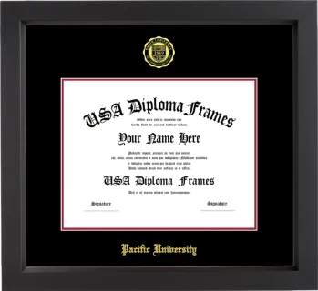 PUO Diploma Frame – Black Matte – Black/Crimson Mat