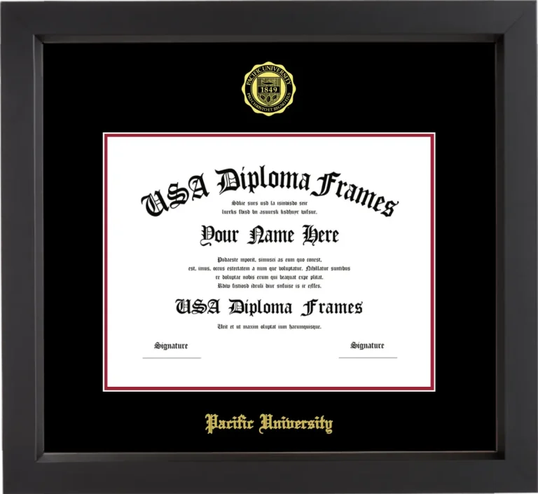 PUO Diploma Frame – Black Matte – Black/Crimson Mat