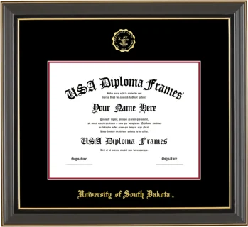 USD Diploma Frame – Black Gold Trim – Black/Crimson Mat