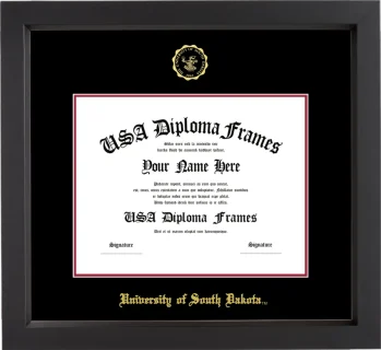 USD Diploma Frame – Black Matte – Black/Crimson Mat