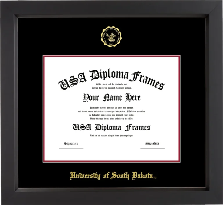 USD Diploma Frame – Black Matte – Black/Crimson Mat